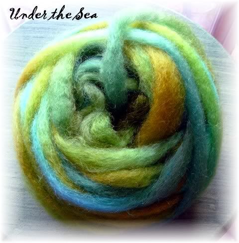 Romney &amp; Mohair Roving, Under the Sea colorway