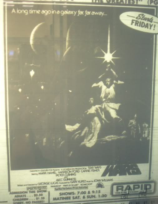 First Star Wars movie ad ran in Rapid City June 30, 1977
