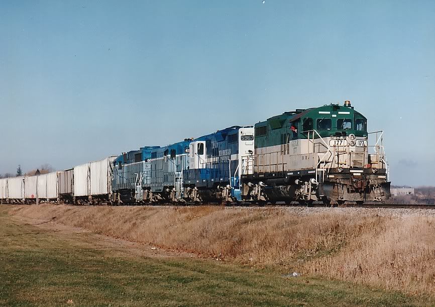 Goderich--SaltTrain.jpg GEXR 177, MMRR 5967, GEXR 4161 and 66 December 1977 Photo Arnold Mooney image by railpast5