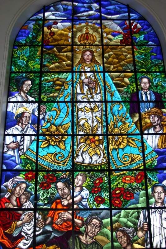 Our Lady of Peace & Good Voyage Stained Glass Window at the church facade