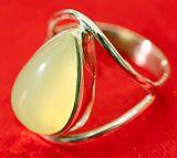 Prehnite Silver Ring - Pear