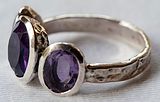 Amethyst 3 stone ring - side view