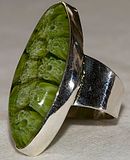 Murano silver glass ring - side view