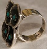 4 little lily pads ring - turquoise - side view