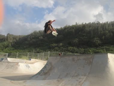 Matt Huse ollie grab in Hawaii skateboarding