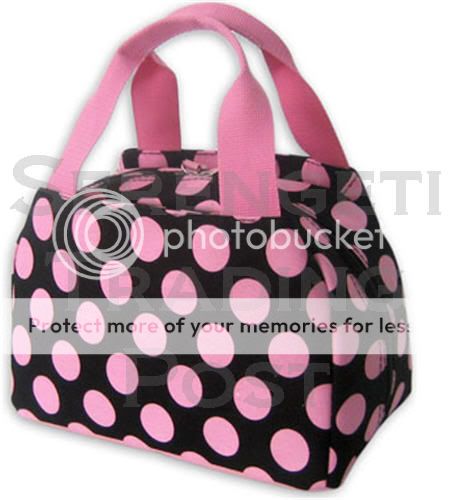   Polka Dots Lunch Bag Tote School Insulated Mylar Lined Hot Cold  