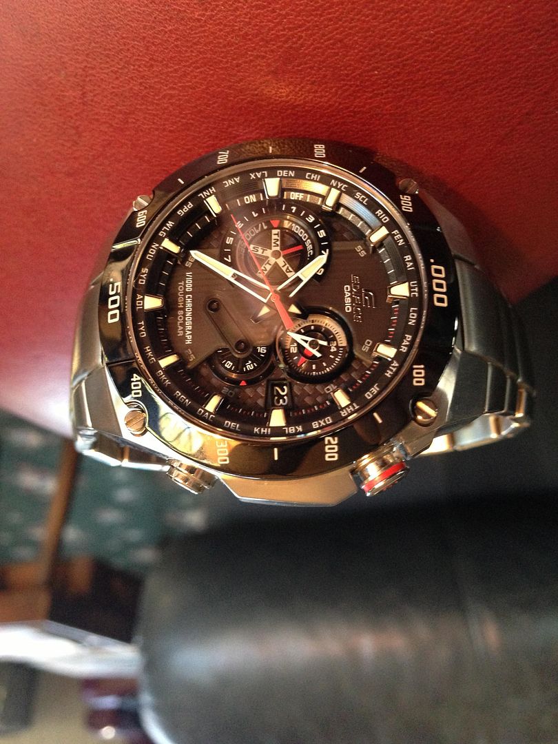 casio edifice black and gold watch